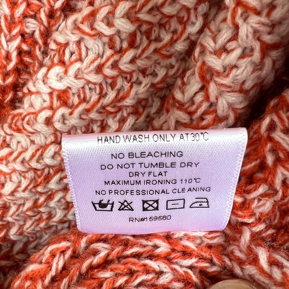 ❤️Pink Lady Women Open Front Fringe Striped Chunky Knit Cardigan Sz S 3/4 Sleeve - Picture 4 of 9